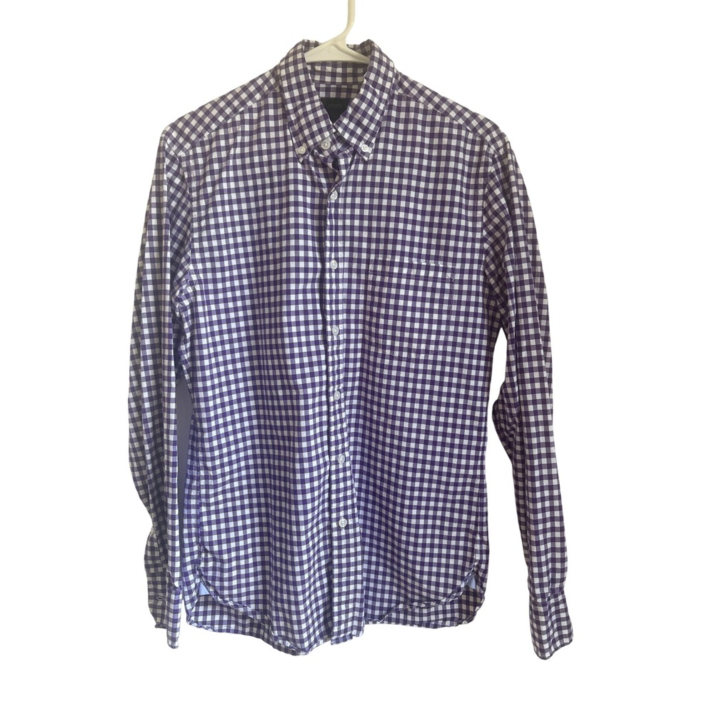 J.Crew Mens Small Purple Plaid Button Down Long Sleeve Shirt Cotton Pocket